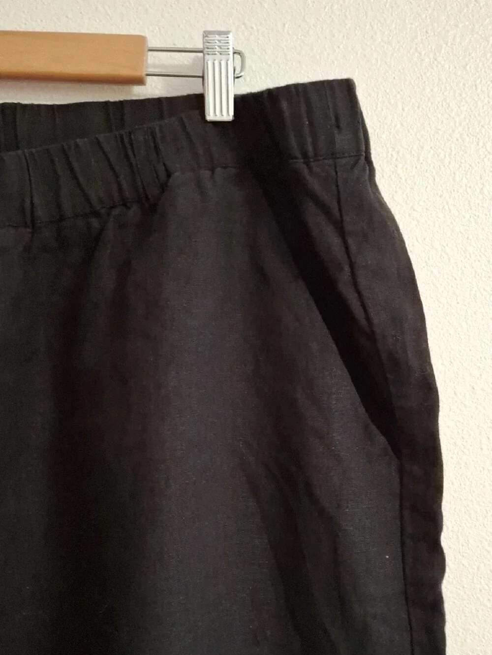 Quince 100% Linen Black Elastic-Waist Pant